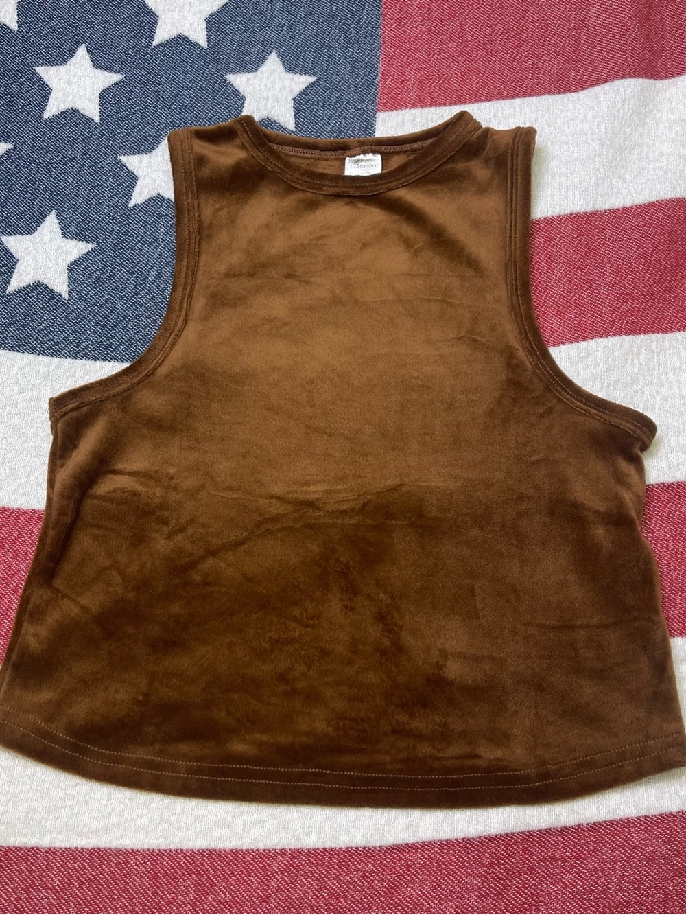 5B skims Womens L Chocolate Solid Velour Cropped Sleeveless Stretch Tank Top